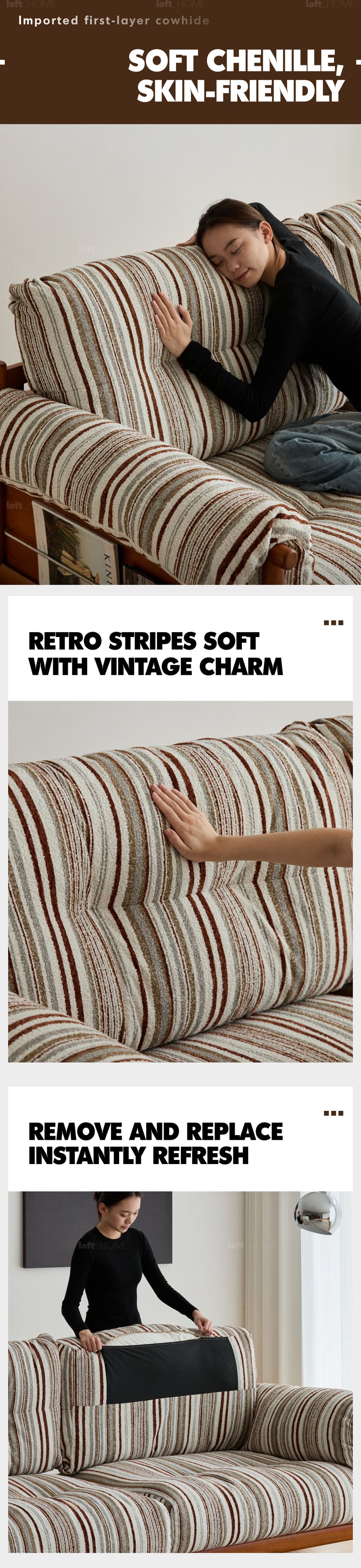 Bauhaus Chenille Velvet Fabric Boxwood 3 Seater Sofa OPEN BACKED Good to Know - 6