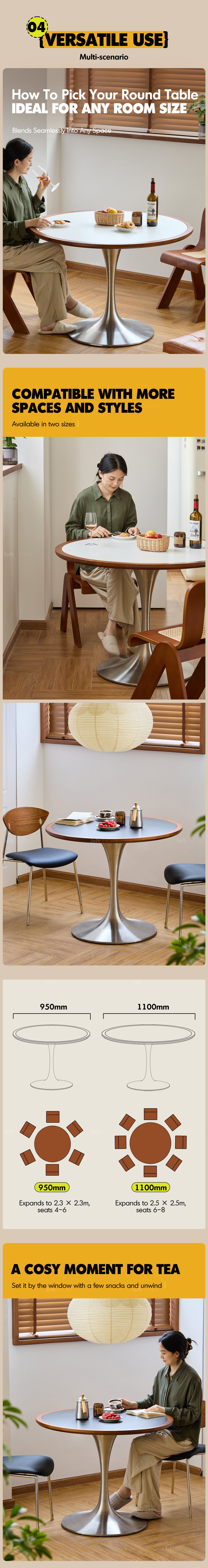 Bauhaus Sintered Stone Stainless Steel Round Dining Table TULIP Good to Know - 6