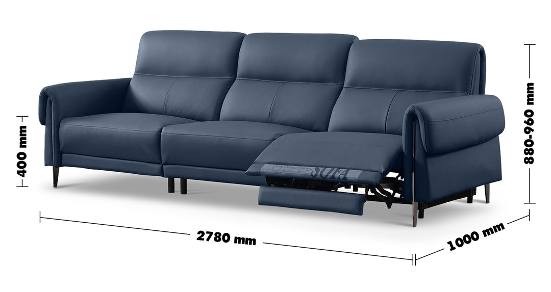 Modern Genuine Leather Electric Recliner 3 Seater Sofa CHEERS Size Chart
