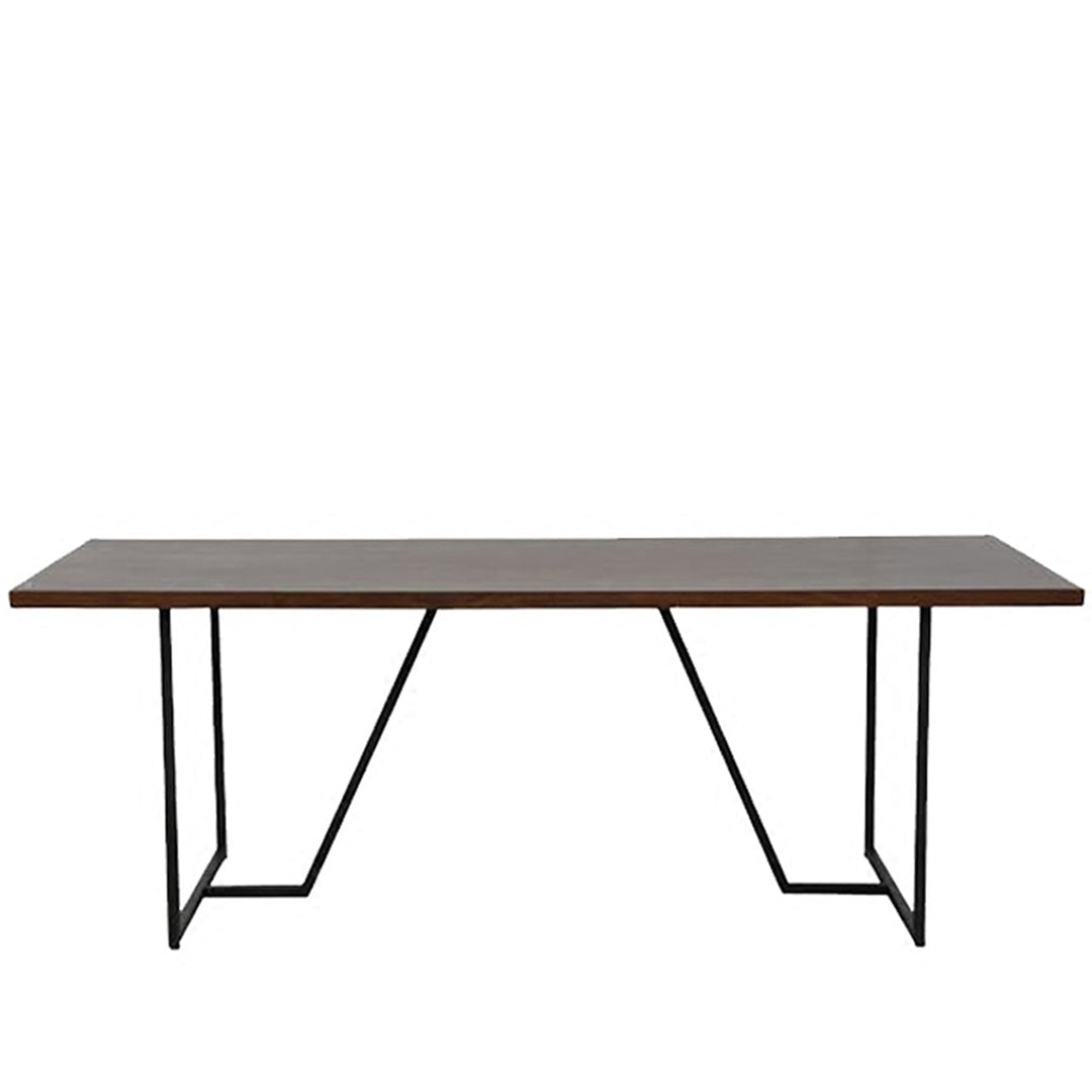 Industrial pine wood dining table slim in white background.
