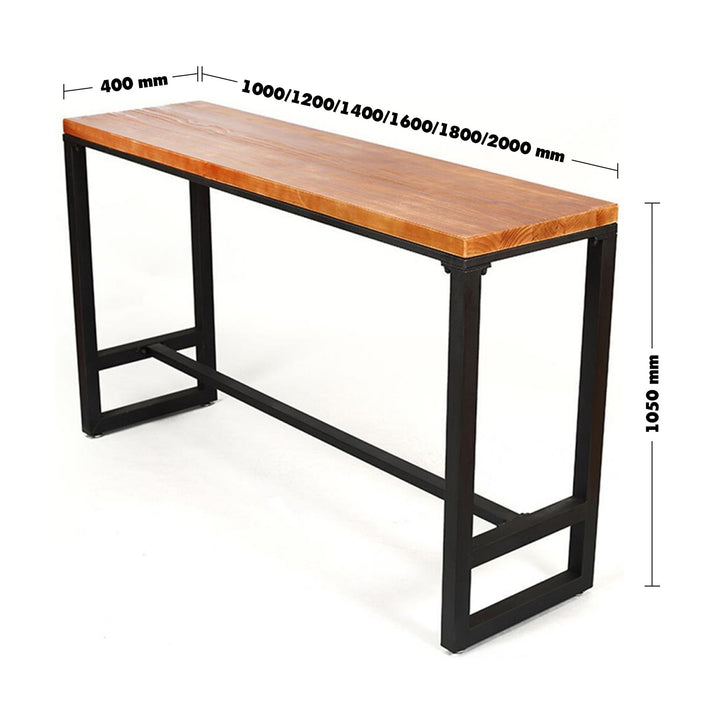 Industrial Pine Wood Bar Table STARBUCK Size Chart