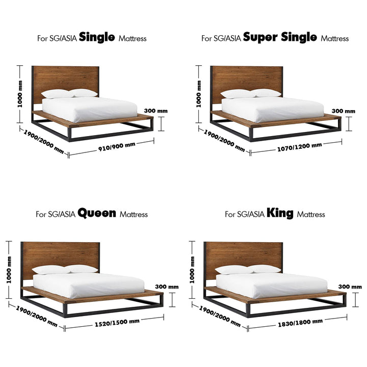 (Fast Delivery) Industrial Pine Wood Bed INDUSTRIAL Size Chart