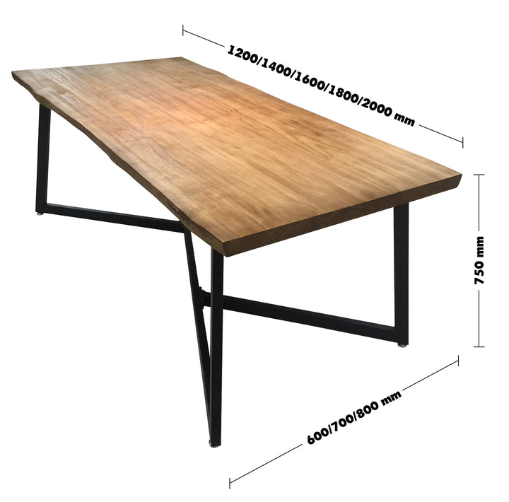 Industrial Pine Wood Live Edge Dining Table DESIGNER Size Chart