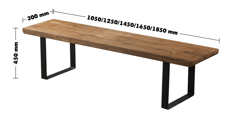 Industrial Pine Wood Dining Bench U SHAPE Size Chart