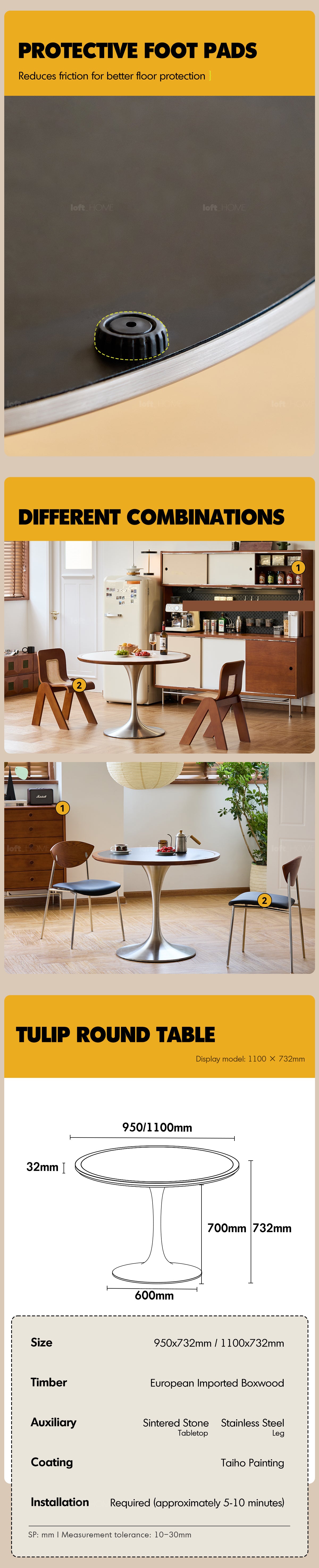 Bauhaus Sintered Stone Stainless Steel Round Dining Table TULIP Good to Know - 8