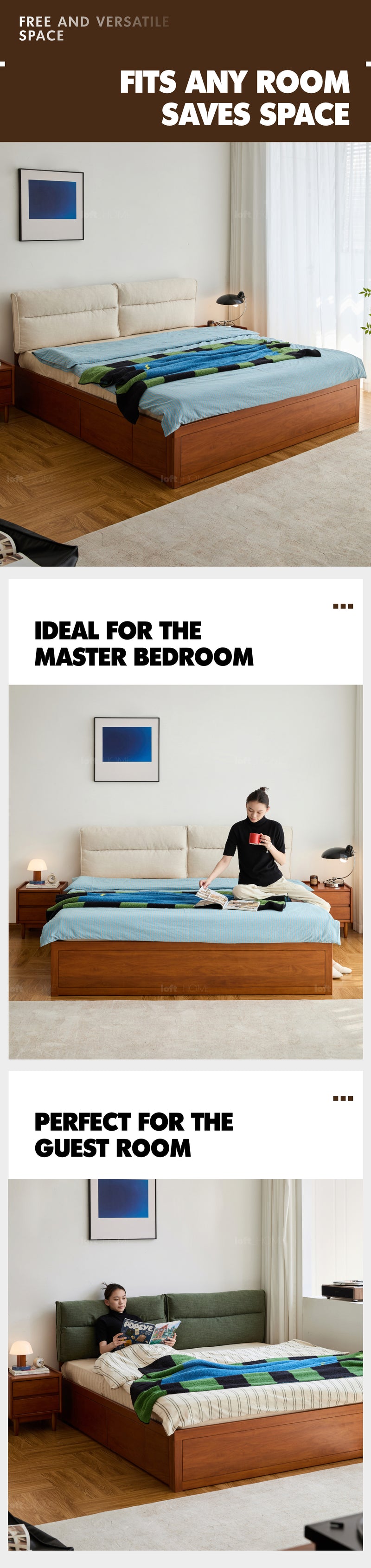 Vintage Boxwood Cushion Lift-Up Storage Bed With Drawer KANGAROO More Details and Instruction_8