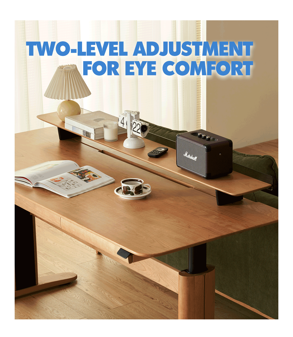 Scandinavian Cherry Wood Electric Height Adjustable Study Table UP Good to Know - 8