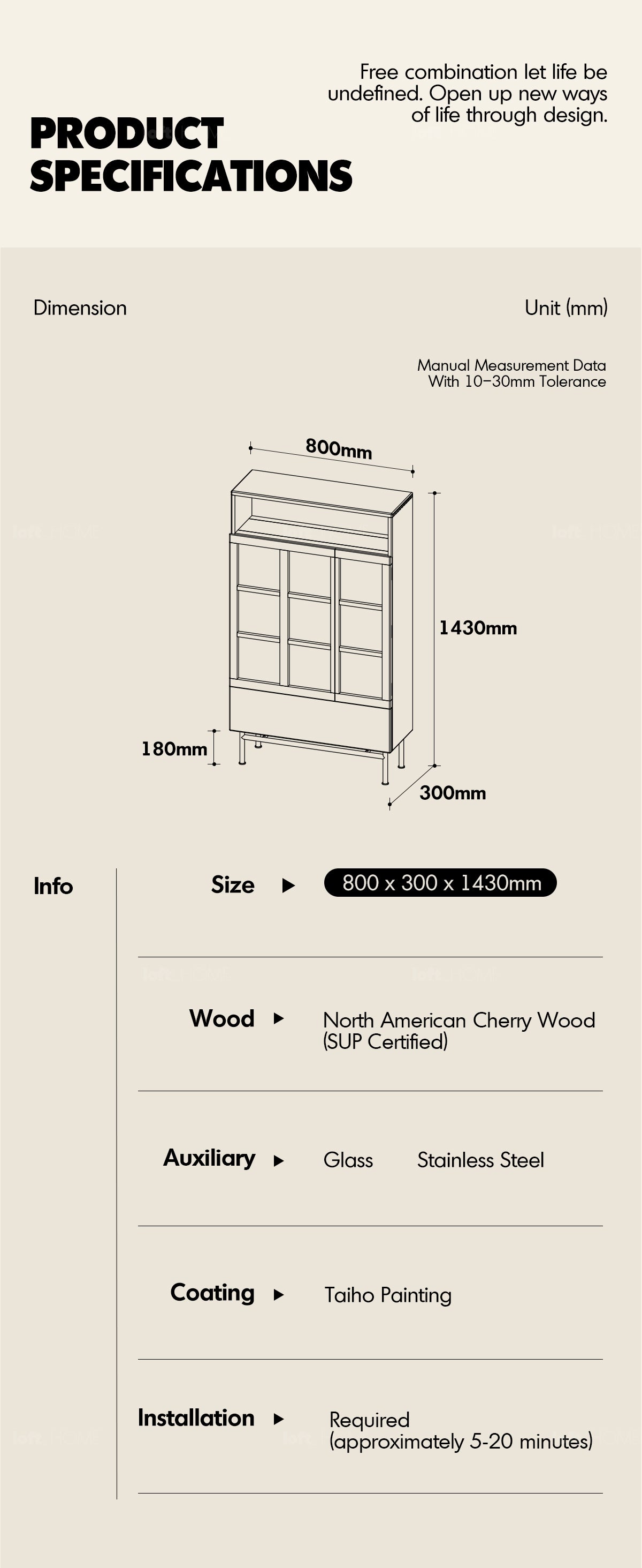 Bauhaus Cherry Wood Display Cabinet TIME Good to Know - 9