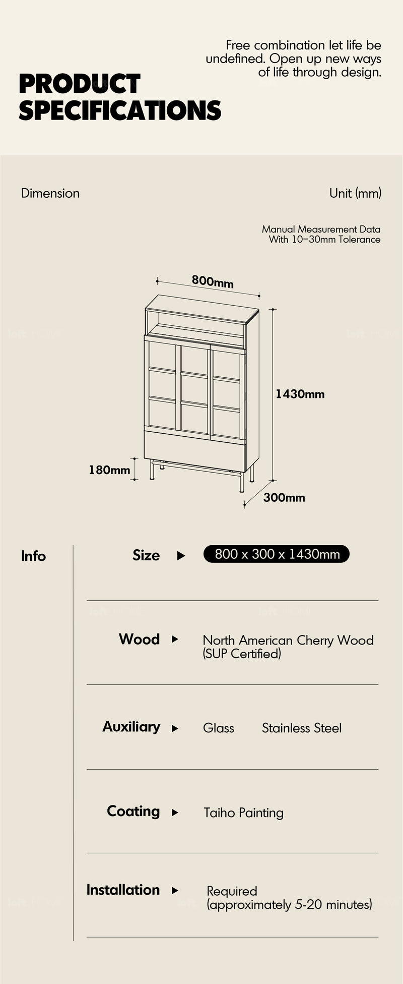 Bauhaus Cherry Wood Display Cabinet TIME Good to Know - 9