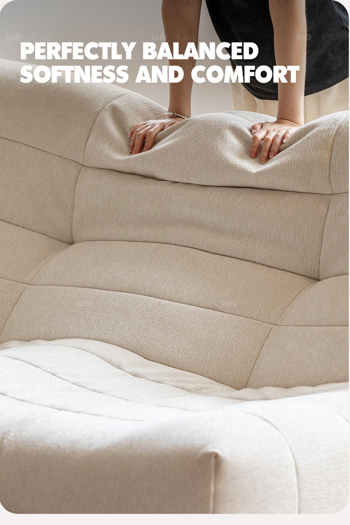 Cream Chenille Velvet Fabric 2 Seater Sofa CURLY Good to Know - 9