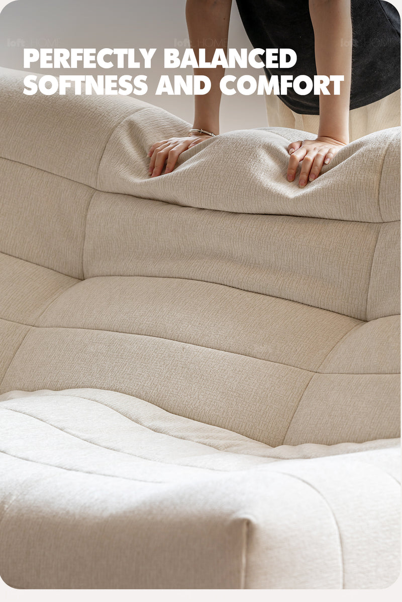 Cream Chenille Velvet Fabric 2 Seater Sofa CURLY Good to Know - 9