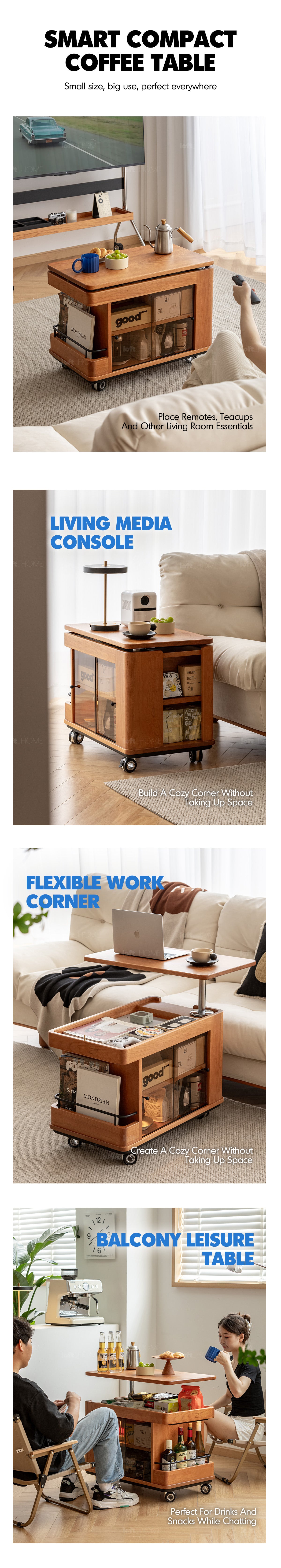 Scandinavian Cherry Wood Wheeled Trolley Side Table DRIFT Good to Know - 3