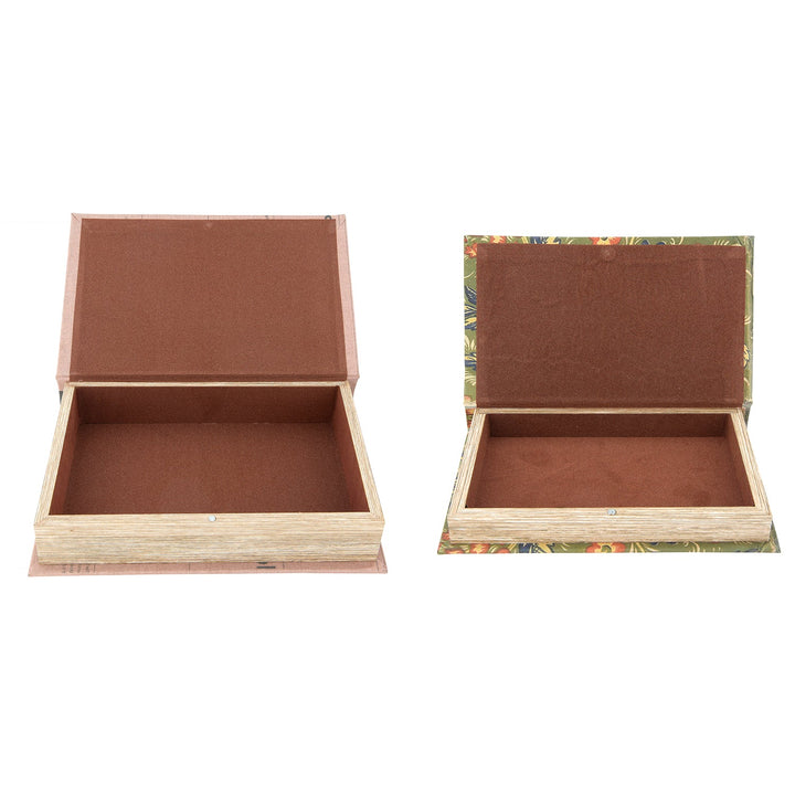 10-1/4"l x 6-3/4"w mdf & canvas book storage boxes, set of 2 "love's philosophy" decor with context.