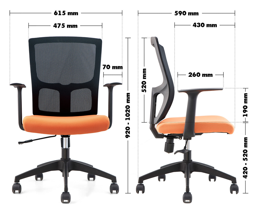Modern Mesh Office Chair MOD Size Chart