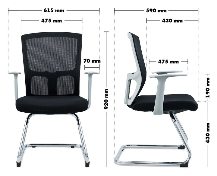 Modern Mesh Meeting Office Chair MOD Size Chart