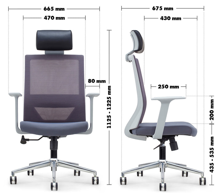 Modern Mesh Ergonomic Office Chair MOD Size Chart