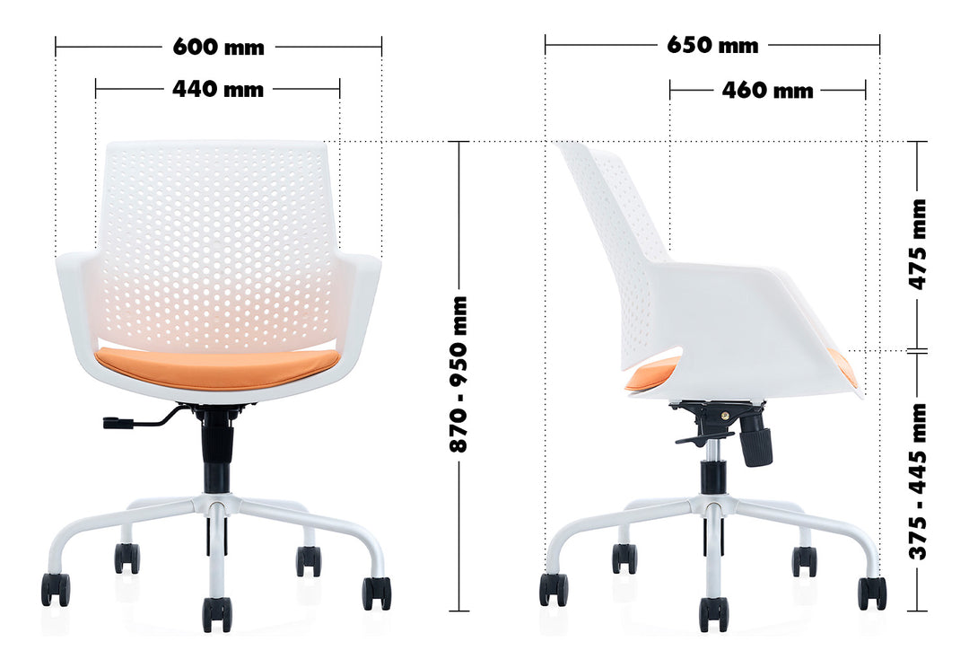 Modern Plastic Office Chair SIZ Size Chart