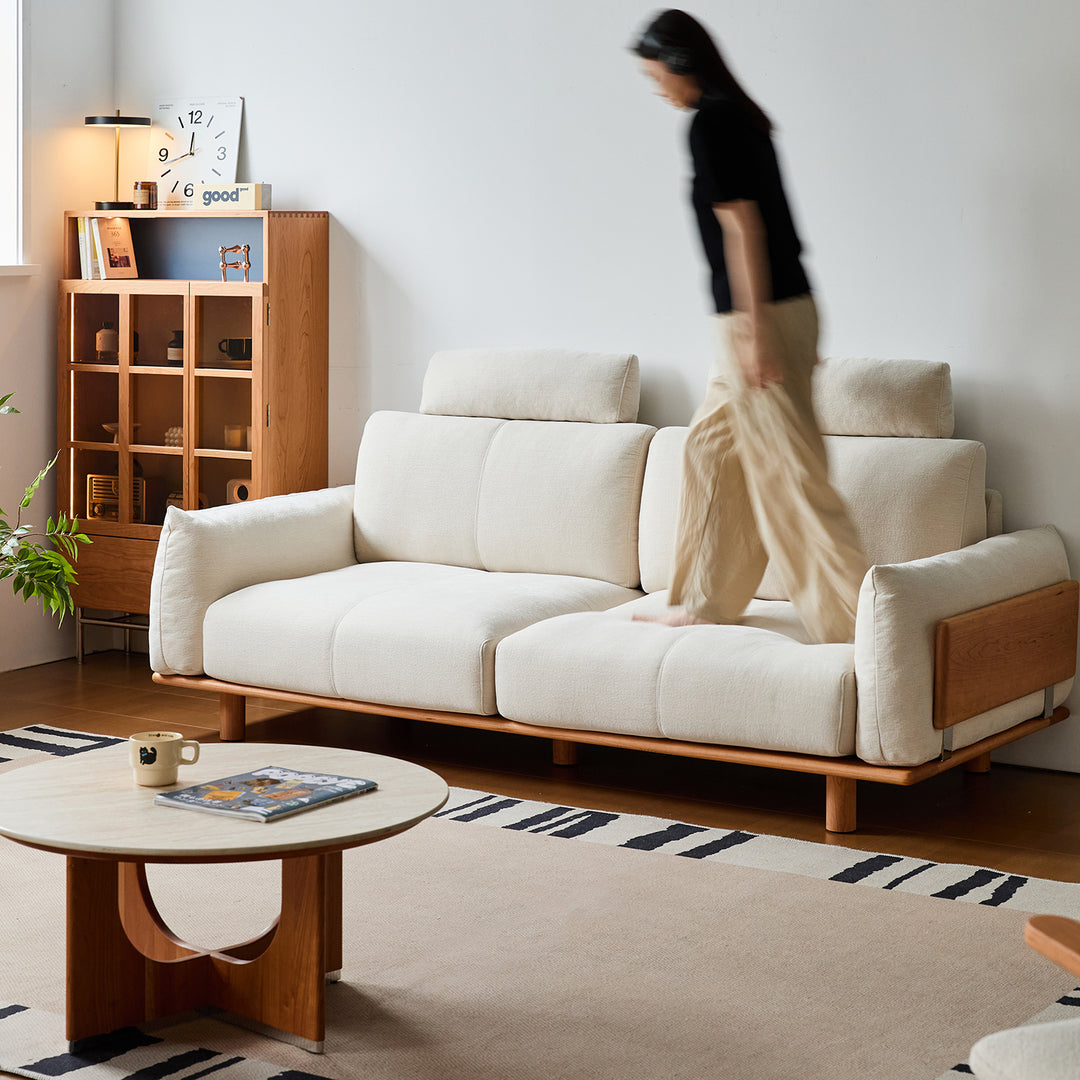 Scandinavian mixed weave fabric 4 seater sofa bessen environmental situation.
