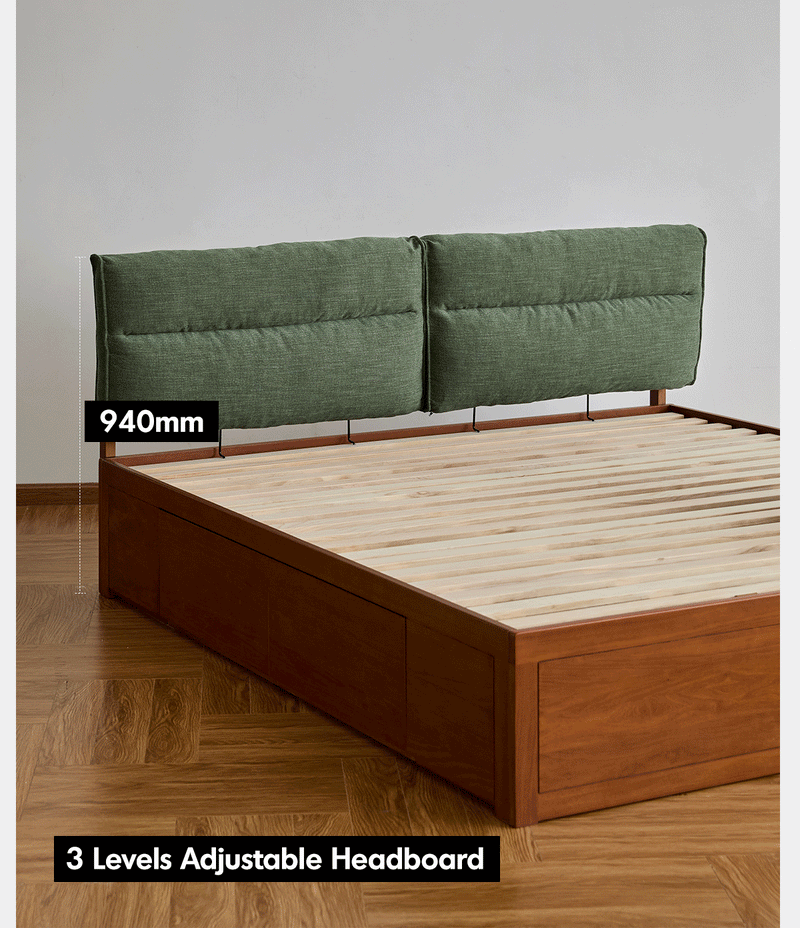 Vintage Boxwood Cushion Lift-Up Storage Bed With Drawer KANGAROO More Details and Instruction_9