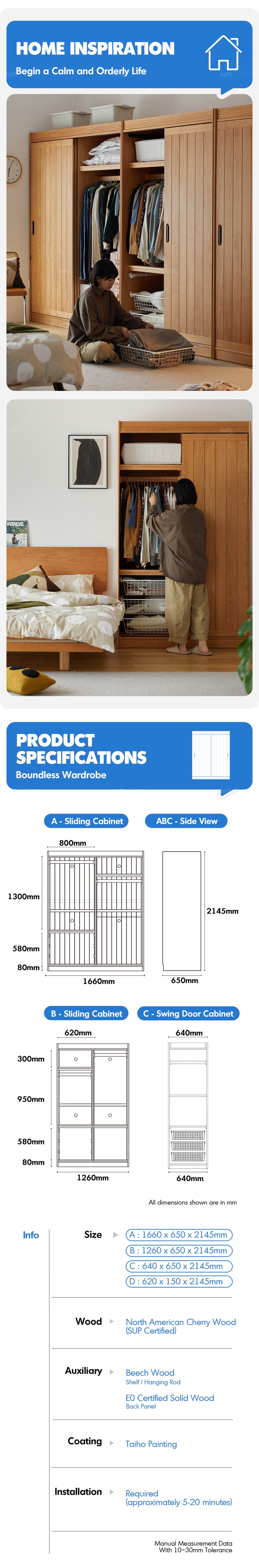 Scandinavian Cherry Wood Sliding Door Wardrobe NAVA Good to Know - 10