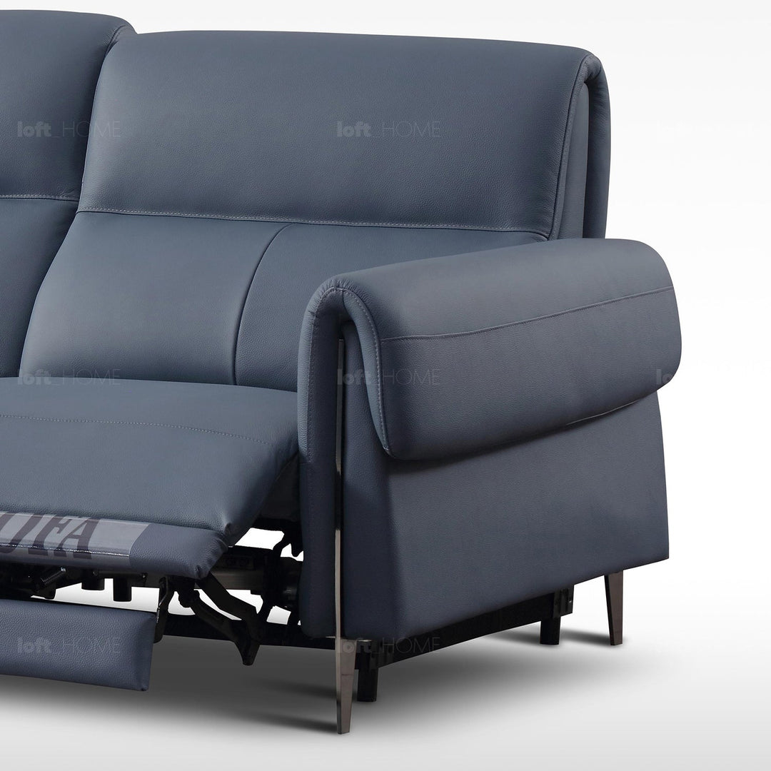 Modern genuine leather electric recliner sofa 2 seater cheers in panoramic view.