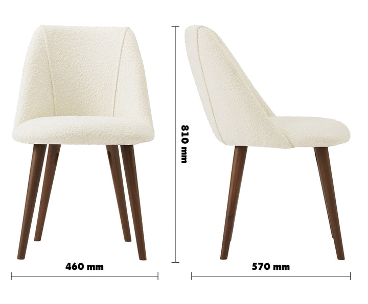 Modern Fabric Dining Chair LULE Size Chart