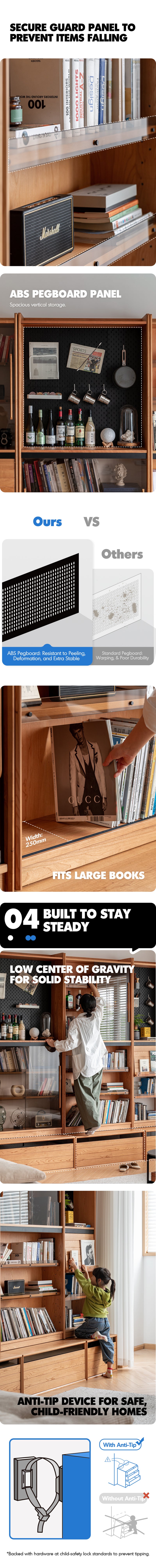 Scandinavian Cherry Wood Bookshelf STORY Good to Know - 11
