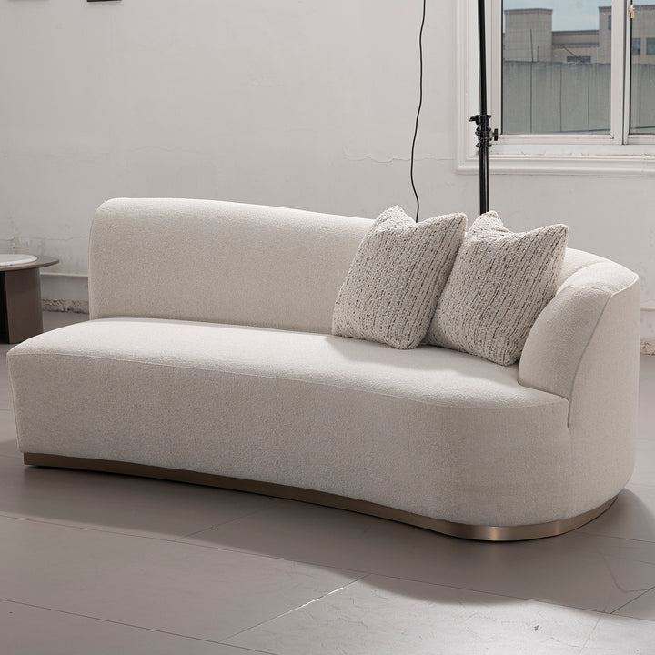 Modern boucle fabric modular corner 2 seater sofa loomi primary product view.