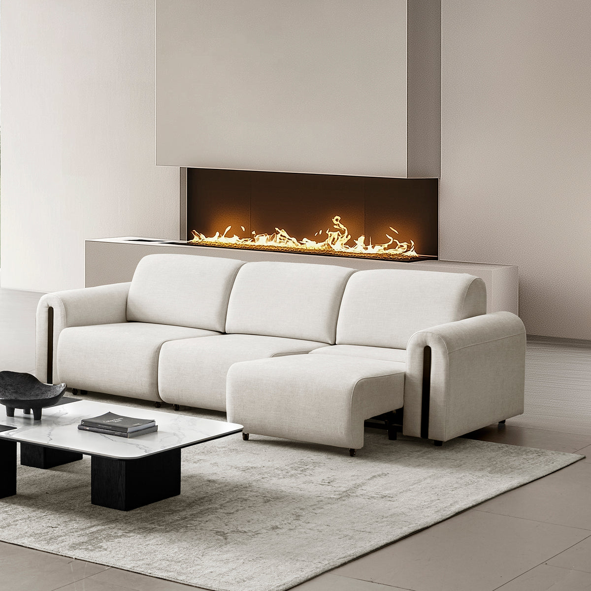 Modern mixed weave fabric electional sectional 3 seater sofa bed plaina primary product view.