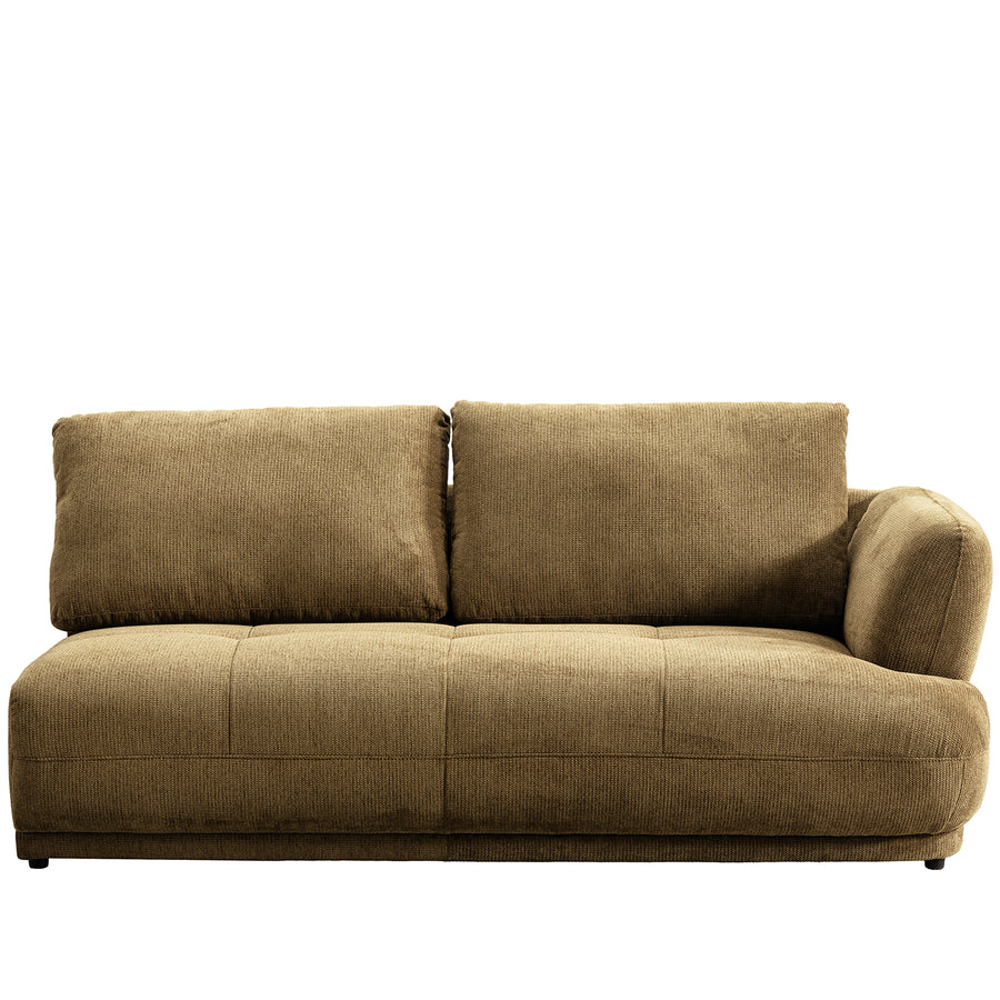 Cream cotton fabric modular corner 2 seater sofa mossy in white background.