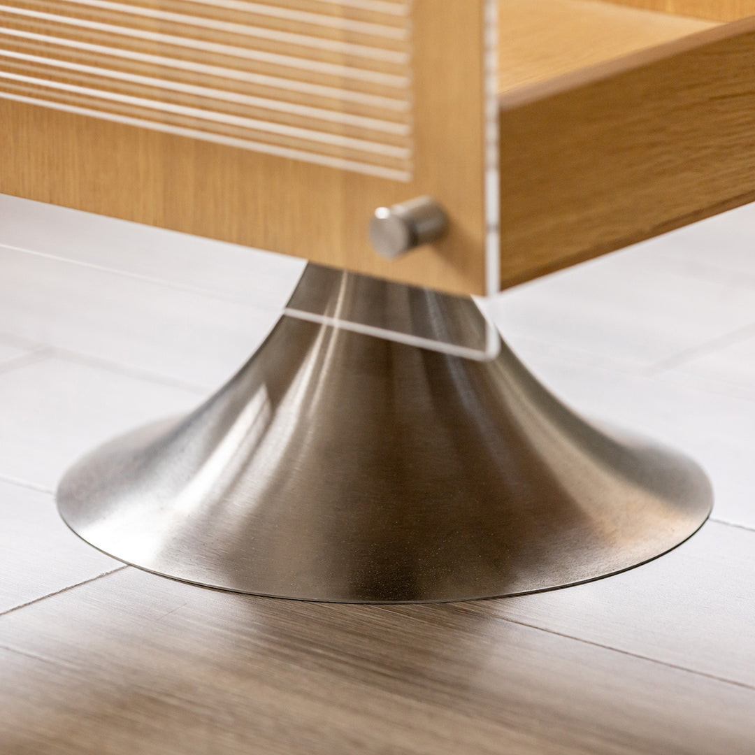 Minimalist oak wood veneer revolving side table muse environmental situation.
