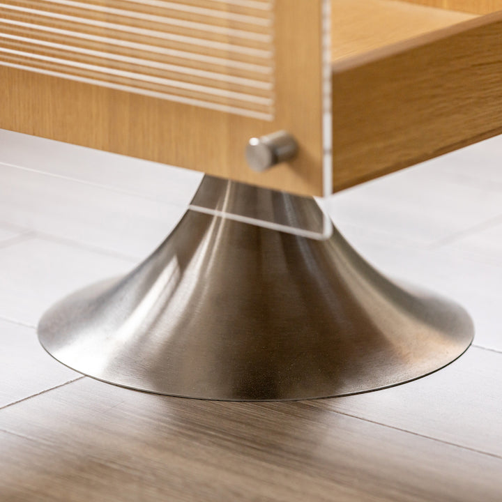 Minimalist oak wood veneer revolving side table muse environmental situation.