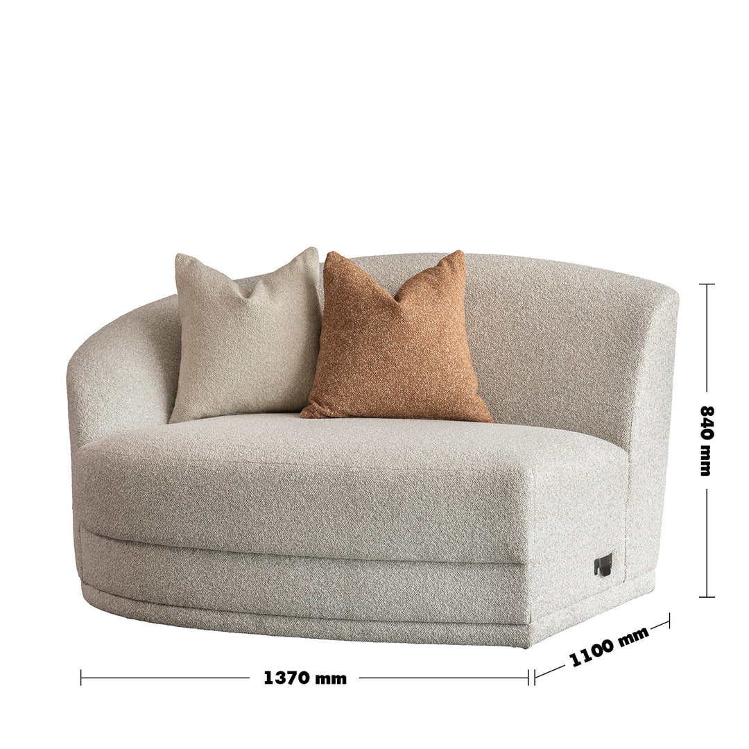 Modern boucle fabric modular corner 1 seater sofa curva size charts.