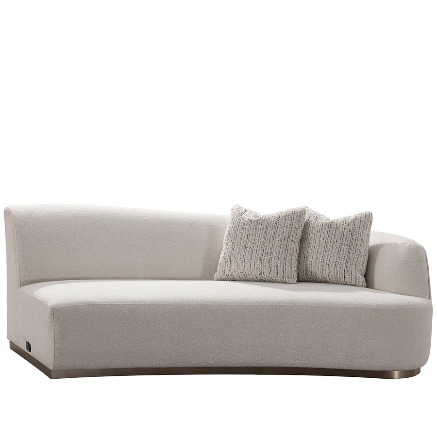 Modern boucle fabric modular corner 2 seater sofa loomi in white background.