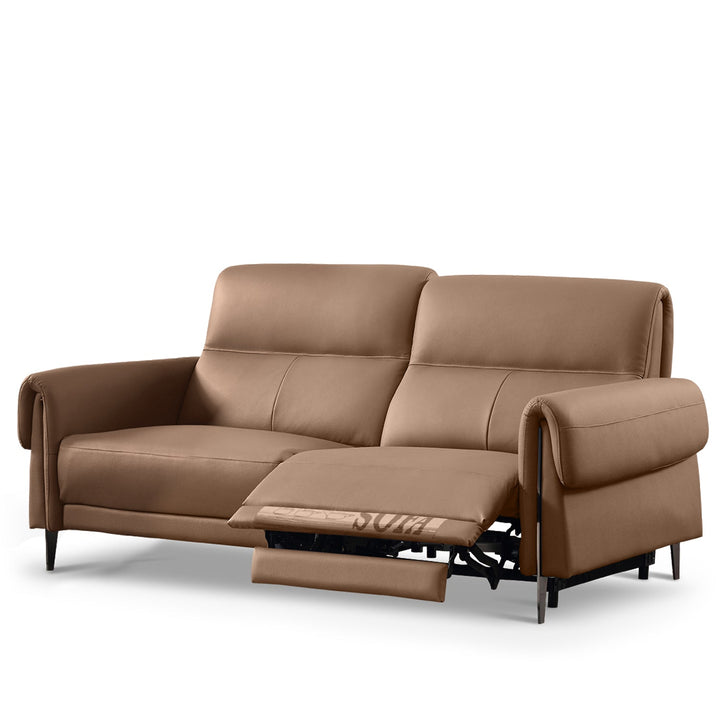 Modern genuine leather electric recliner sofa 2 seater cheers in still life.