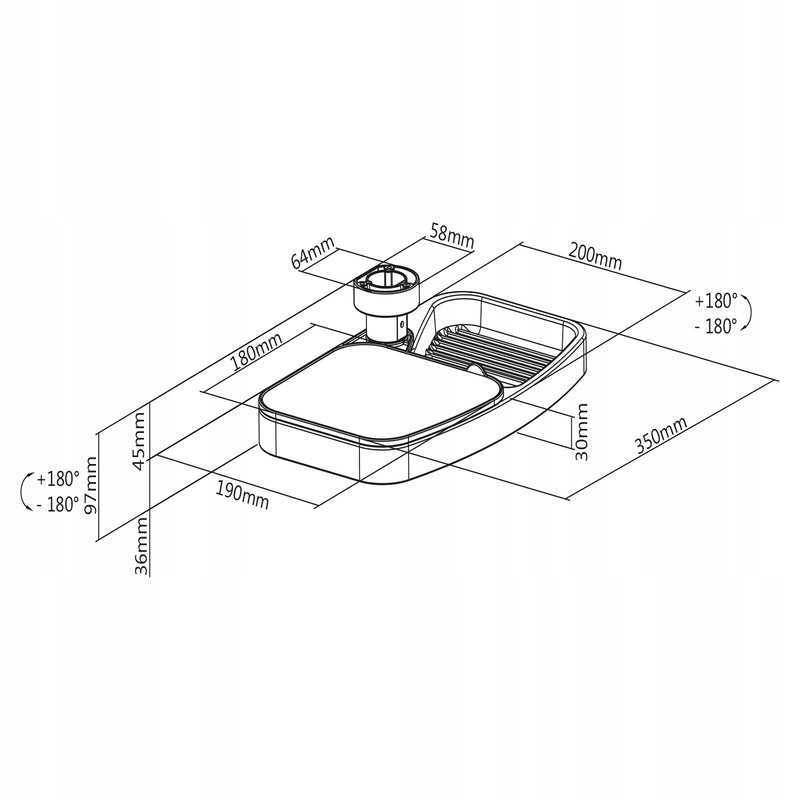 Modern Plastic Under Desk Swivel Storage Tray with Mouse Platform Decor Size Chart