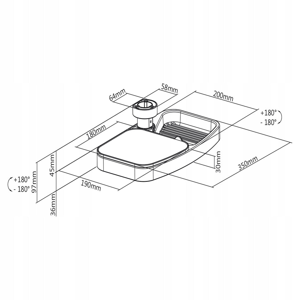 Modern Plastic Under Desk Swivel Storage Tray with Mouse Platform Decor Size Chart