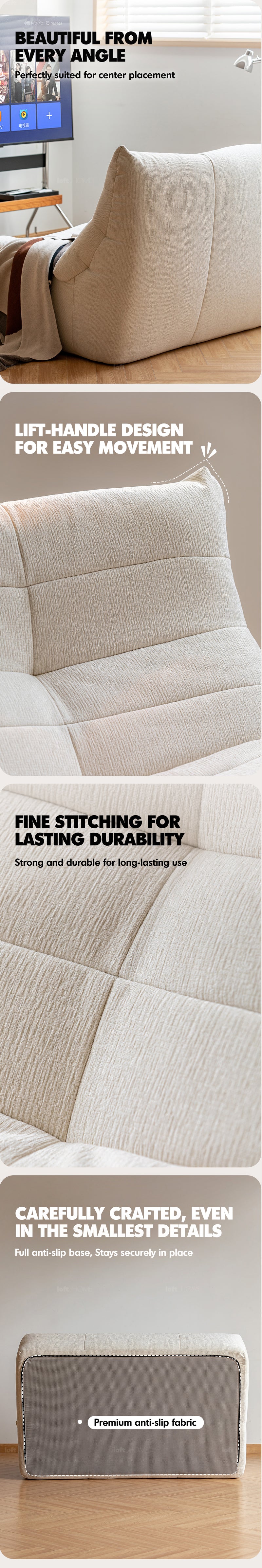 Cream Chenille Velvet Fabric 2 Seater Sofa CURLY Good to Know - 12