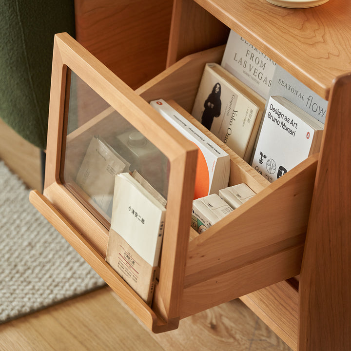 Scandinavian cherry wood side table shell environmental situation.