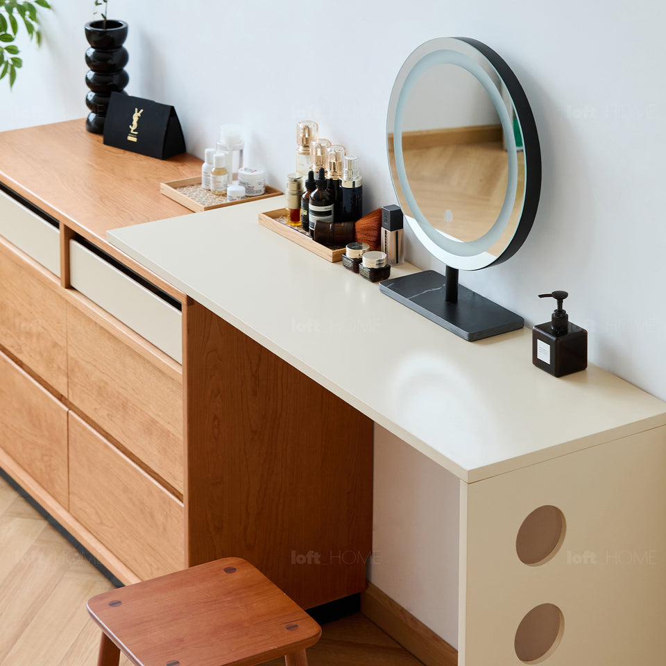 Scandinavian cherry wood dressing table timeless environmental situation.