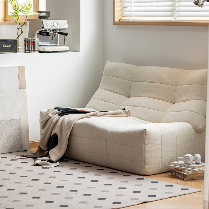 Cream chenille velvet fabric 2 seater sofa curly conceptual design.