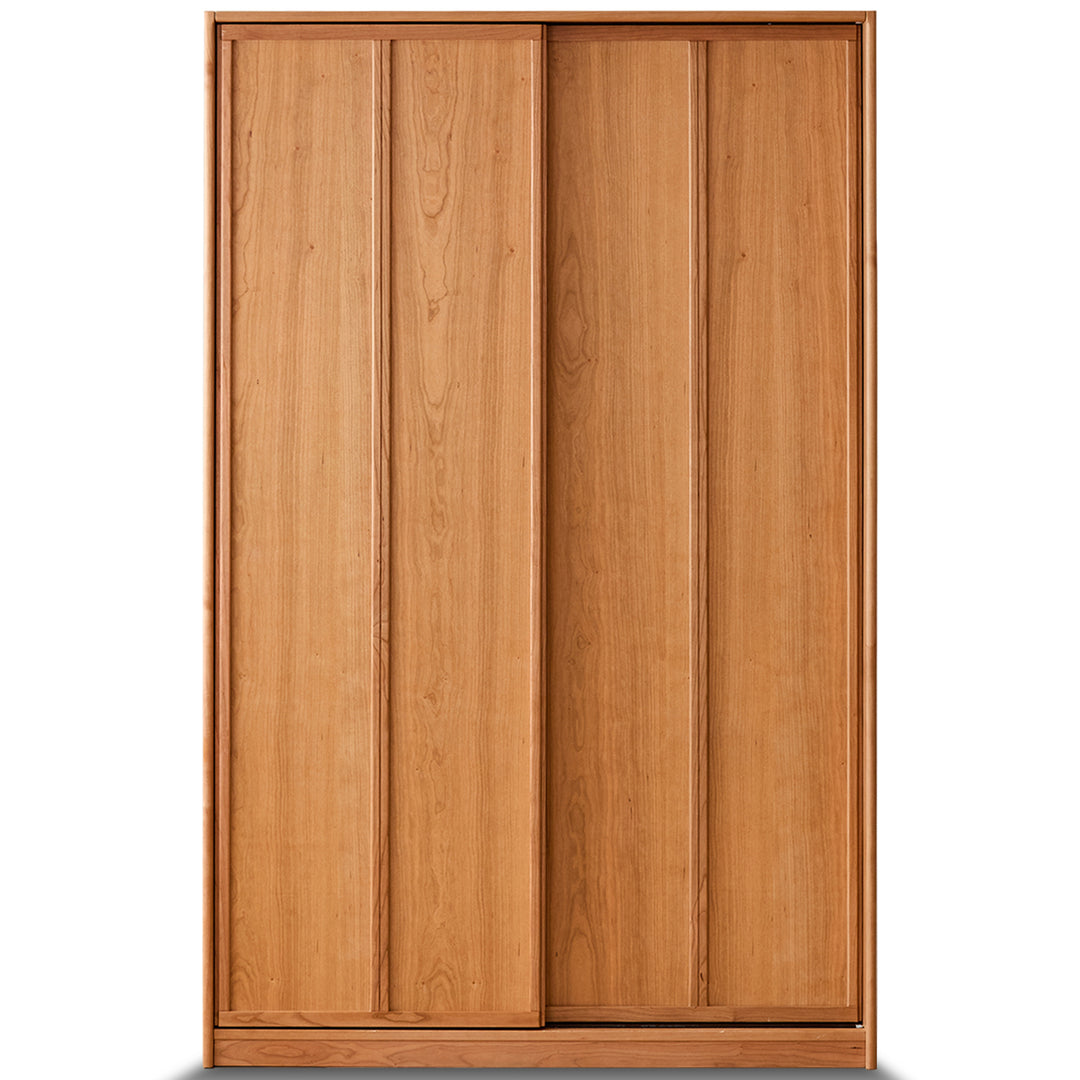 Scandinavian cherry wood sliding door wardrobe kangaroo detail 1.