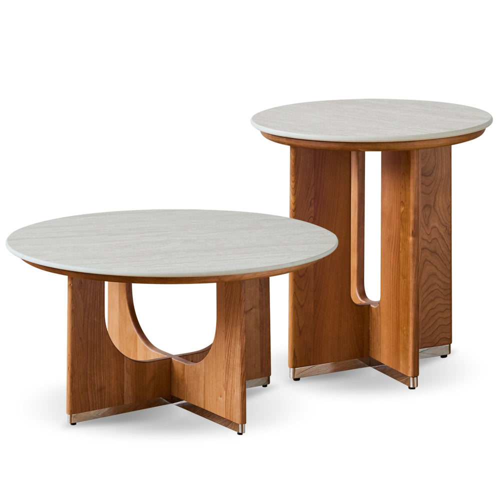 Scandinavian sintered stone coffee table set shells conceptual design.