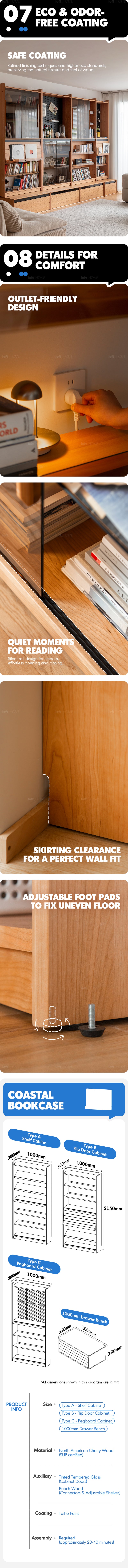 Scandinavian Cherry Wood Bookshelf STORY Good to Know - 13