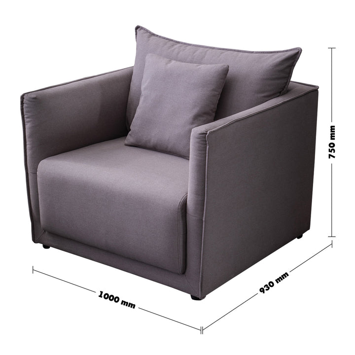 Modern Fabric 1 Seater Sofa ADAM Size Chart