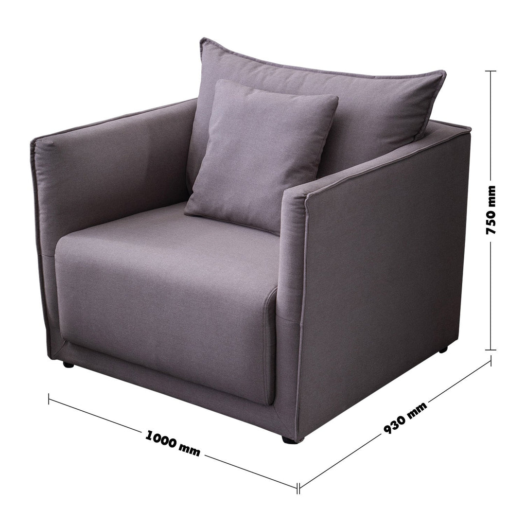 (Fast Delivery) Modern Fabric 1 Seater Sofa ADAM Size Chart