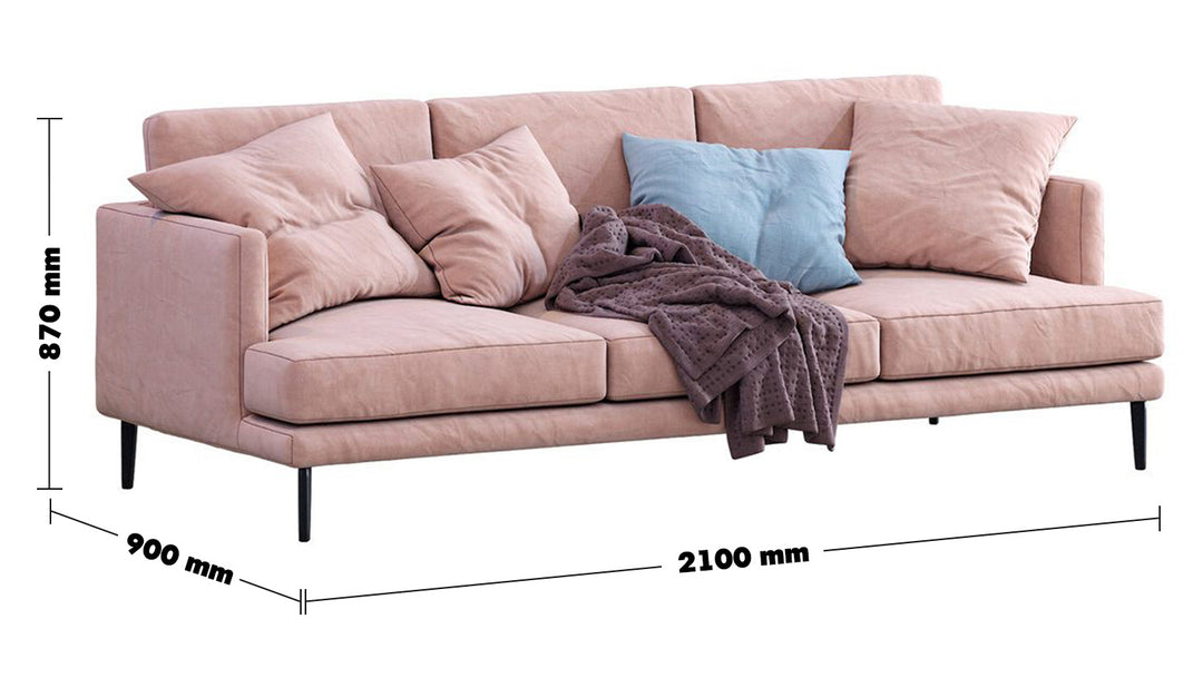 Modern Fabric 3 Seater Sofa WILLIAM Size Chart