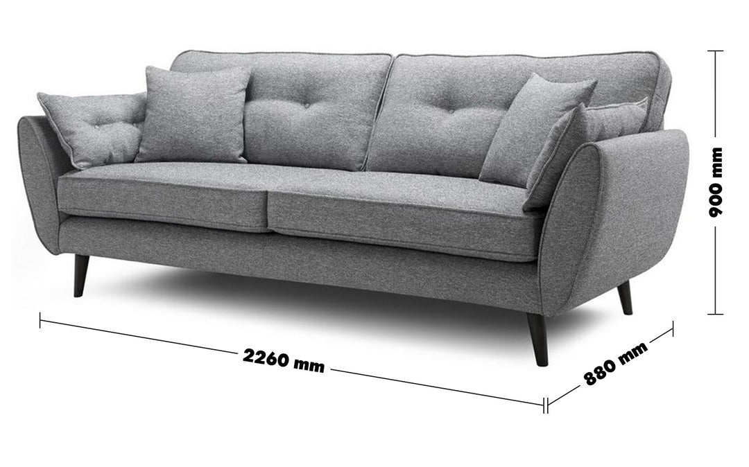 Modern Fabric 4 Seater Sofa HENRI Size Chart