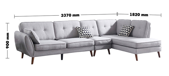 Modern Fabric 3+1+L Sectional Sofa HENRI Size Chart