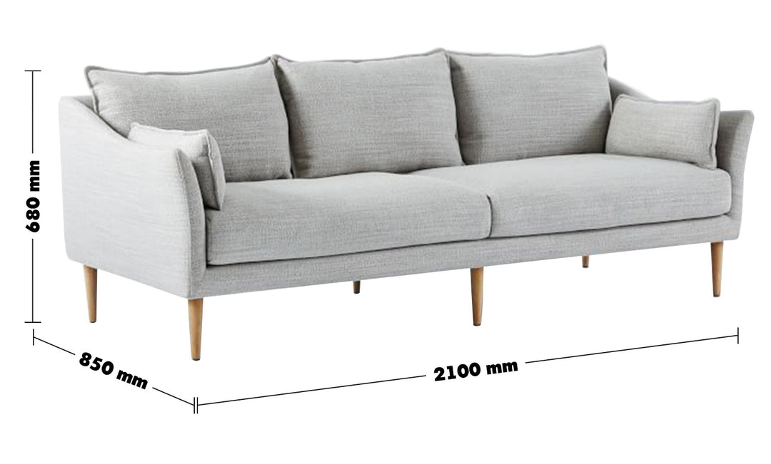Modern Fabric 3 Seater Sofa CAMMY Size Chart